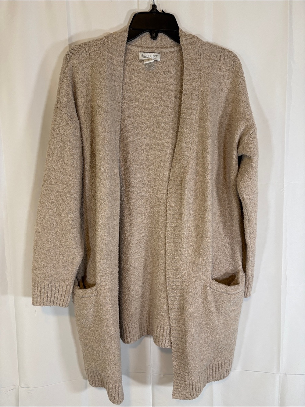Rachel Zoe Open-Front Long Cardigan in Taupe Beige